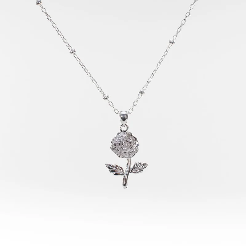 Necklaces and pendants with lock and key designs for a symbolic gesture-Silver Cutout Rose Necklace