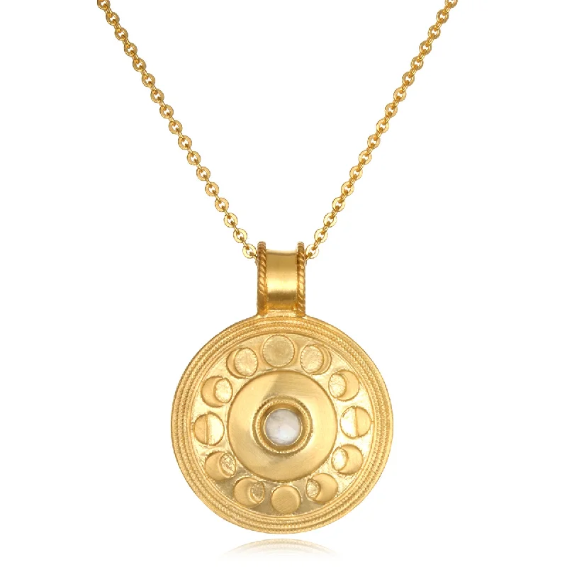 Stunning necklaces and pendants with chakra stones for healing and balance-Phases of the Moon Gold Necklace