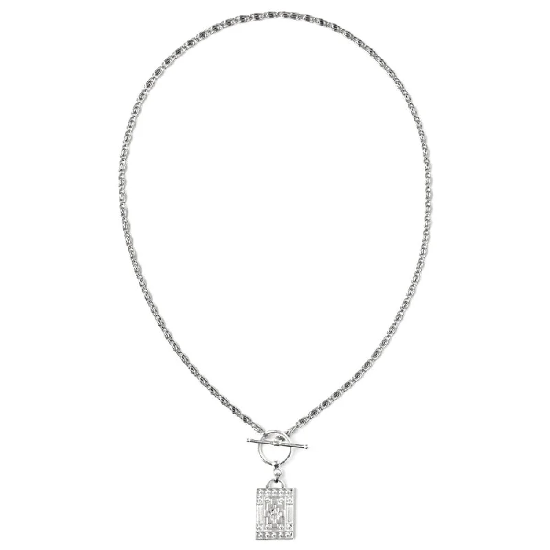 Necklaces and pendants with enamel accents for a colorful, eye-catching appearance-Silver Plated Damien Necklace