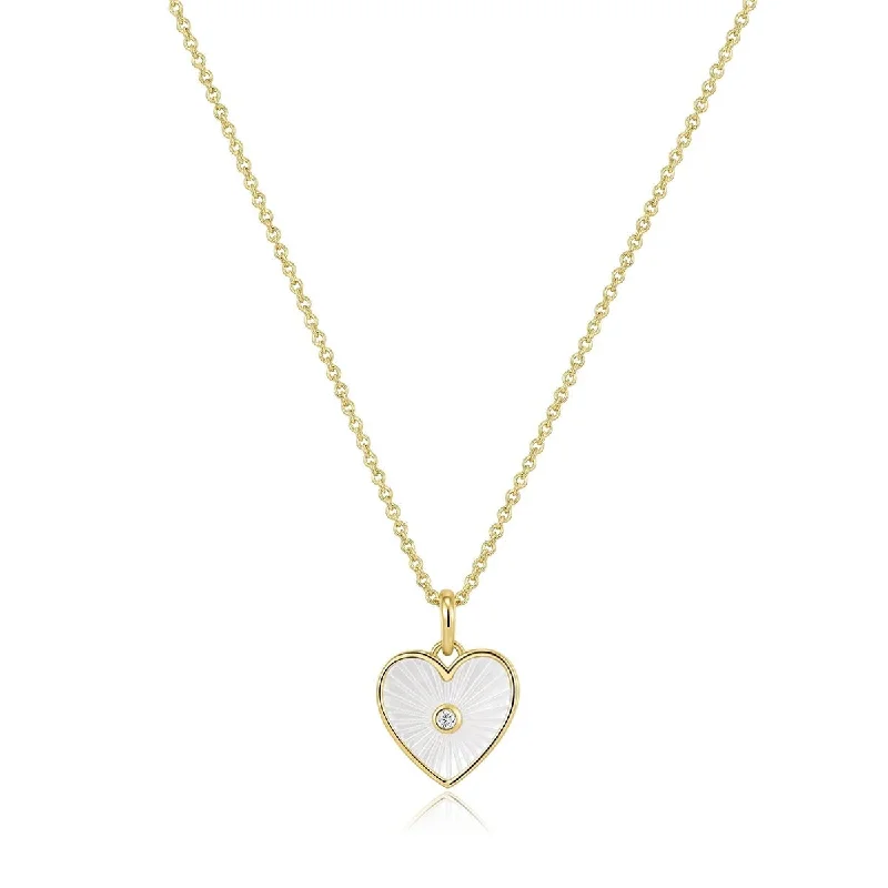 Necklaces and pendants with geometric pendants for a clean, contemporary design-Gold Plated Mother of Pearl Heart Necklace