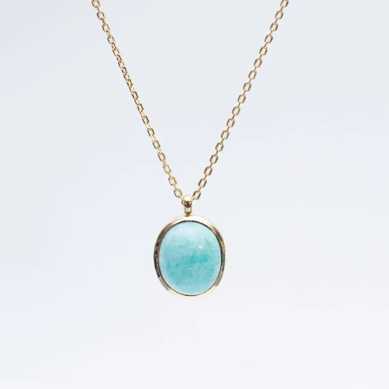 Best necklaces and pendants with floral designs for a feminine and elegant feel-Gold Vermeil Oval Amazonite Necklace