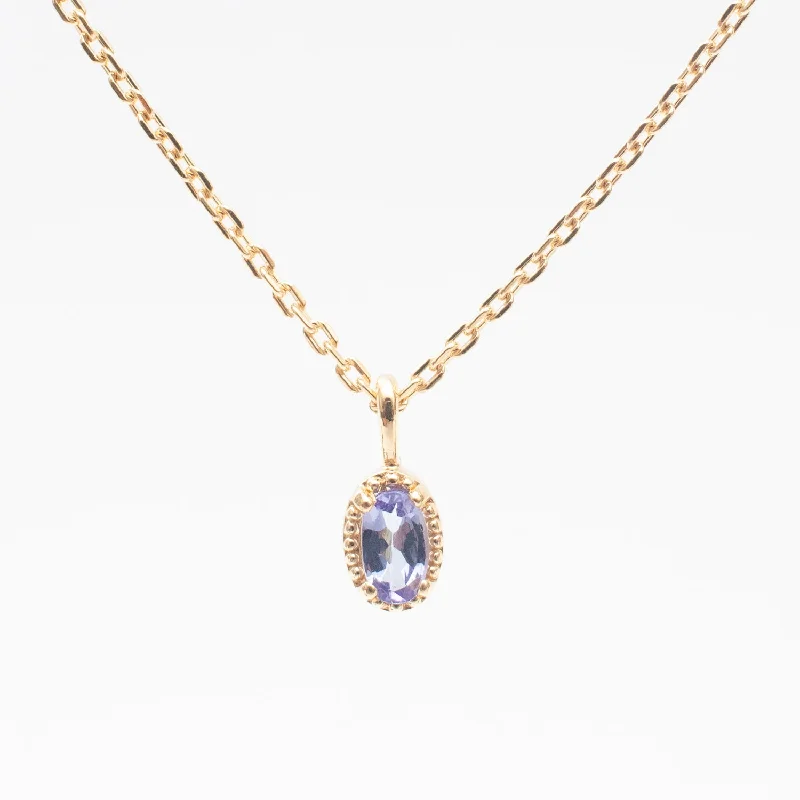 Elegant necklaces and pendants with diamond accents for added sparkle-Gold Vermeil Oval Milgrain Edge Tanzanite Necklace