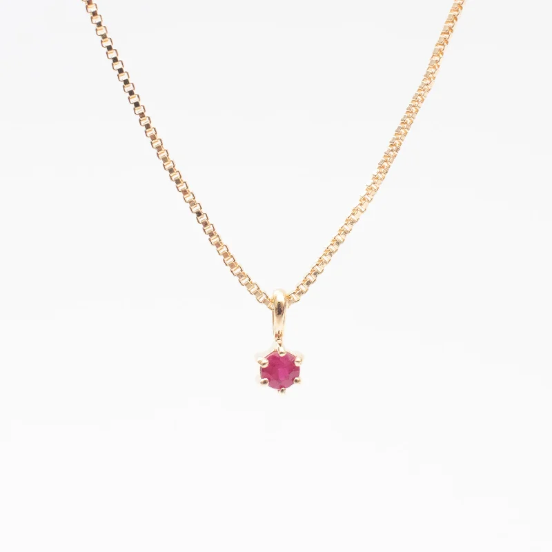 Layered necklaces and pendants for a trendy and fashionable stacked look-Gold Vermeil Round Claw Set Ruby Necklace