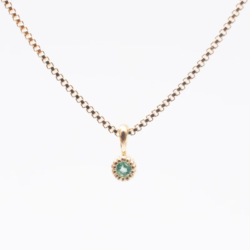 Beautiful necklaces and pendants with moonstone for an ethereal, mystical appearance-Gold Vermeil Tiny Milgrain Edge Emerald Necklace