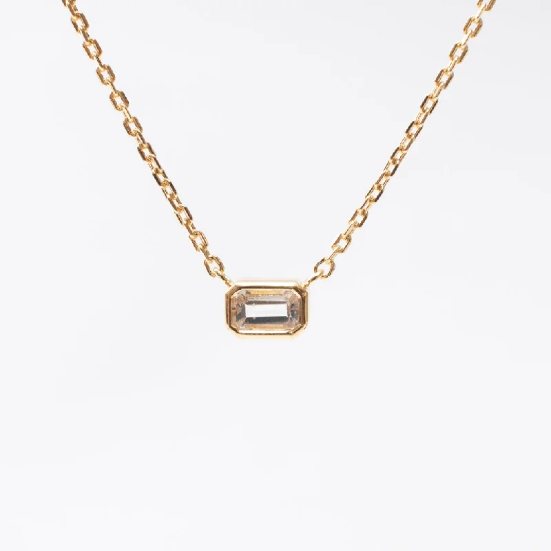 Best necklaces and pendants with art deco elements for a vintage, glamorous design-Gold Vermeil & White Topaz Octagon Shaped Necklace