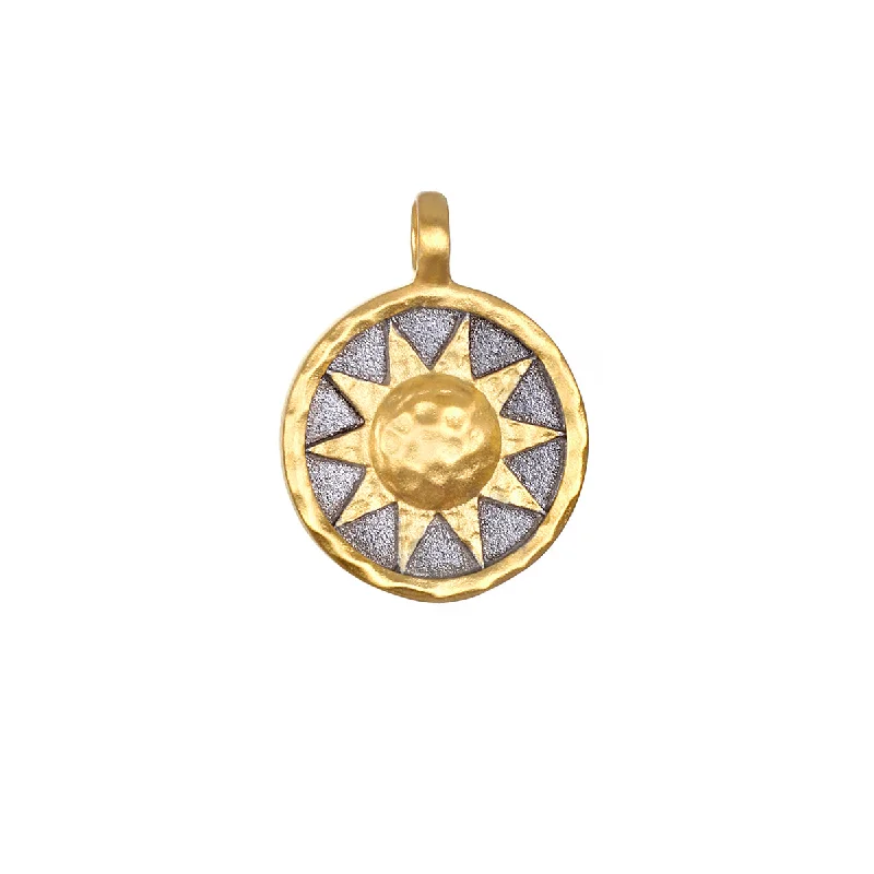 Best necklaces and pendants with opal and gold for a vibrant, luxurious contrast-Golden Sun Gunmetal Charm