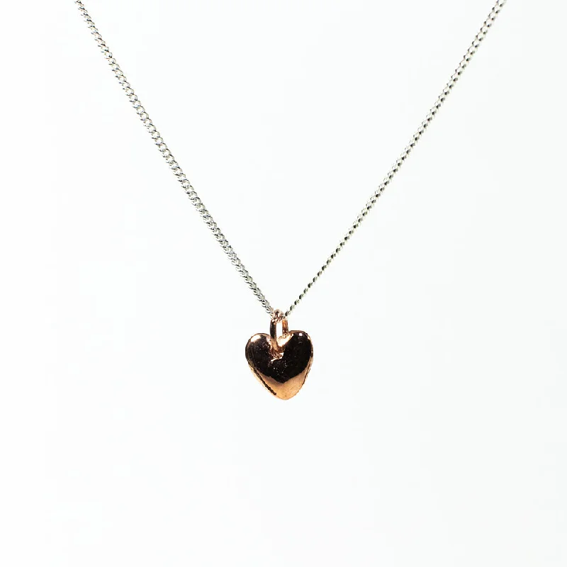 Beautiful necklaces and pendants with diamond halo settings for extra brilliance-Rose Gold Vermeil Heart Puff Necklace