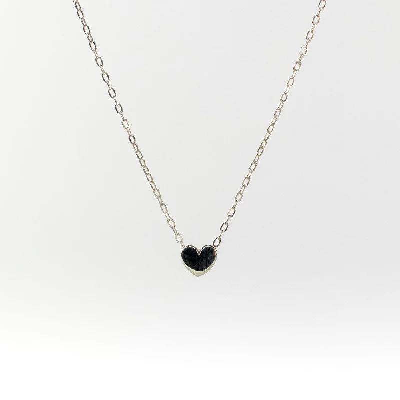 Necklaces and pendants with pearls for a classic and sophisticated touch-Silver Small Heart Puff Necklace