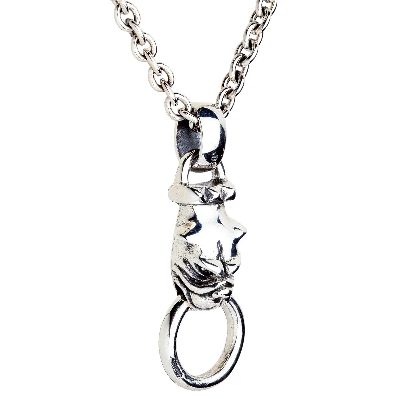 Trendy necklaces and pendants with statement pieces for a bold fashion statement-Heavy Bulldog Head Sterling Silver Biker Pendant