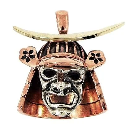 Best necklaces and pendants with silver chains for a sleek, timeless look-Japanese Samurai Mask Copper Sterling Silver Pendant