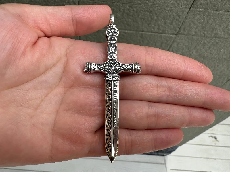 Best necklaces and pendants with infinity hearts for a romantic, eternal symbol-Knight Warrior Medieval 925 Sterling Silver Sword Pendant