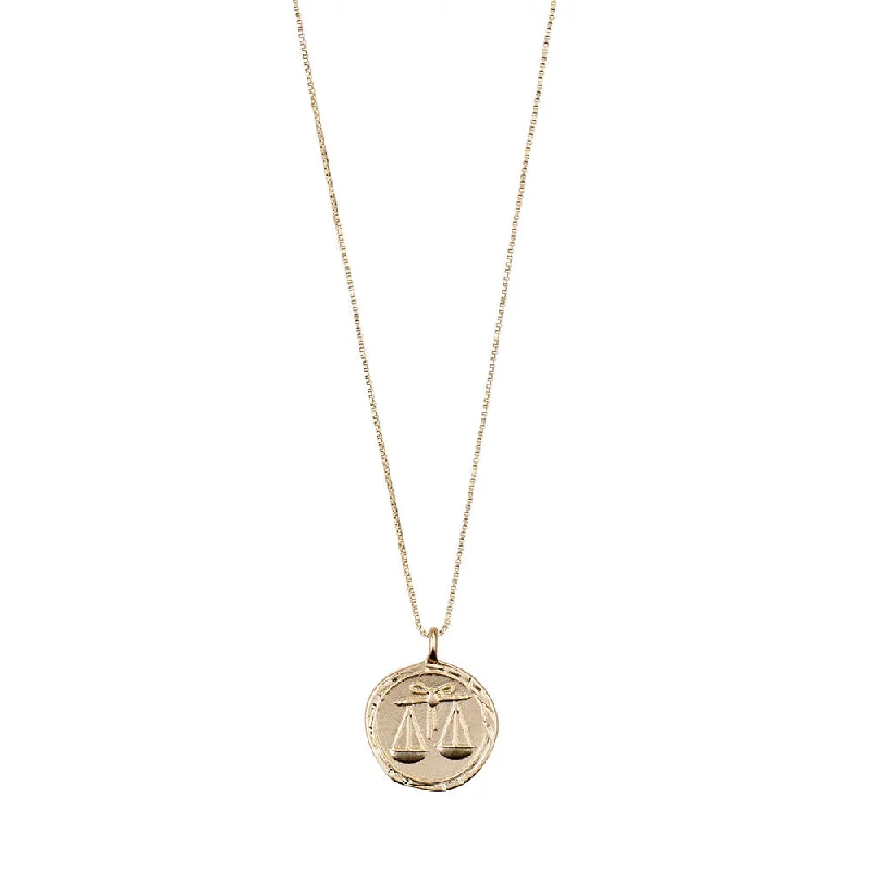 Necklaces and pendants with angel wing motifs for a spiritual, meaningful design-Libra Gold Plated Necklace