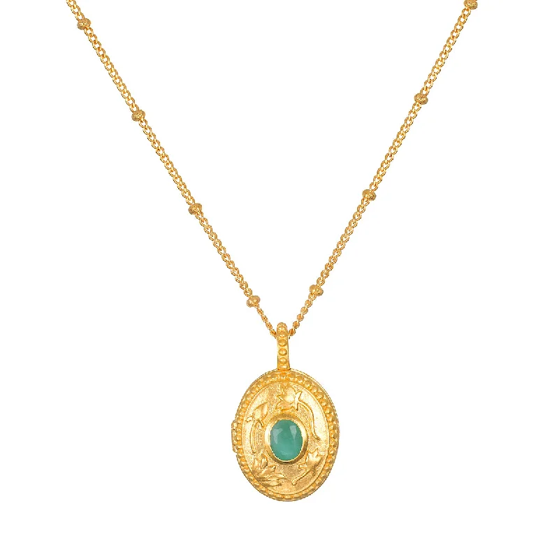 Unique necklaces and pendants with engraved messages for a sentimental gift-Lotus Emerald Birthstone Locket Necklace - May