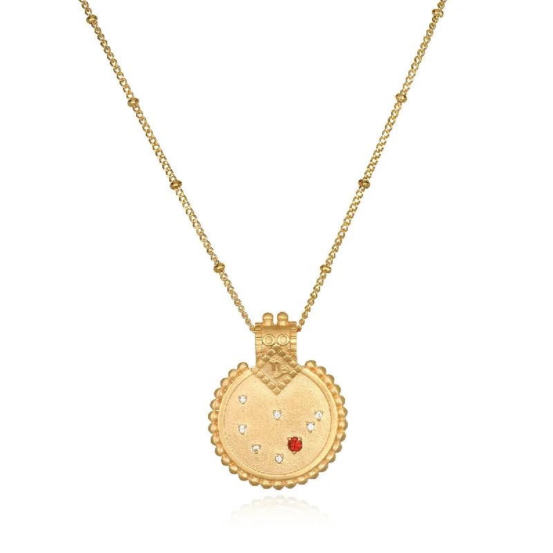 Elegant necklaces and pendants with infinity symbols for timeless designs-Mandala Zodiac Capricorn Red Garnet Necklace