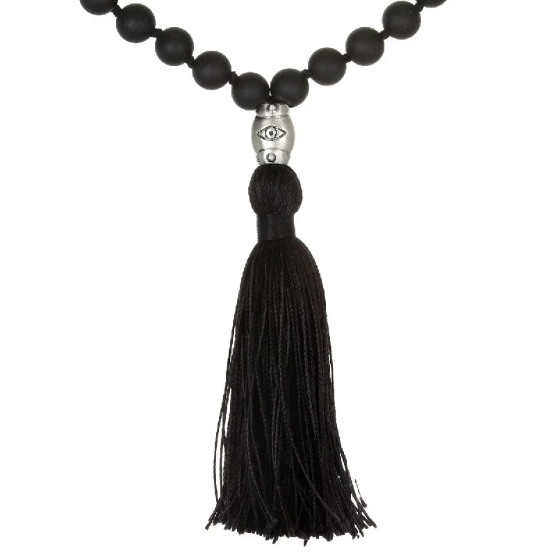 Stylish necklaces and pendants with diamonds for a glamorous and elegant look-Reflections Matte Onyx Gemstone Mala