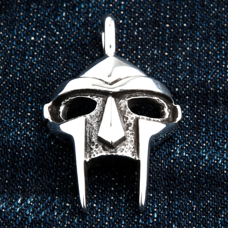 Stunning necklaces and pendants with jade gemstones for a calming green hue-MF Doom Gladiator Mask Sterling Silver Pendant