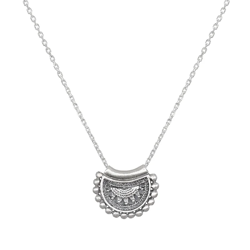 Necklaces and pendants with custom engravings for a personal, meaningful gift-Mini Mandala Silver Necklace