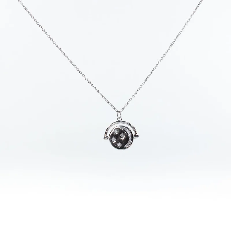 Beautiful necklaces and pendants with geometric shapes for a modern, artistic design-Moon & Stars Flippable CZ Necklace