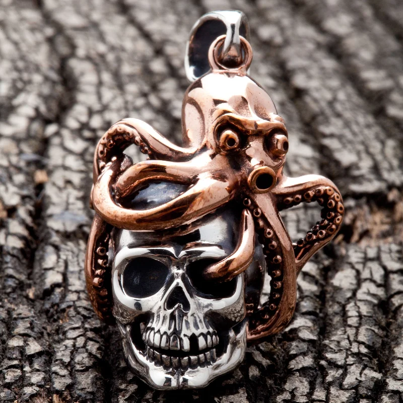 Best necklaces and pendants with matching earrings for a coordinated, elegant look-Octopus Skull Sterling Silver Gothic Pendant