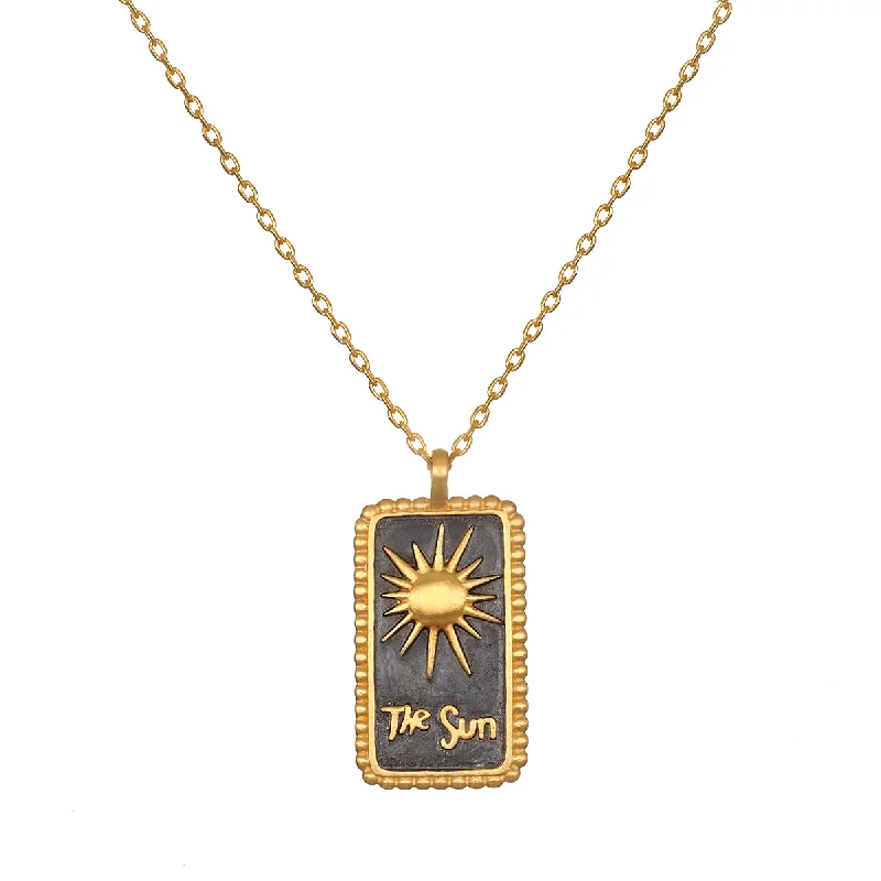 Stunning necklaces and pendants with turquoise and gold for a vibrant, earthy look-Omen of Positivity Sun Tarot Necklace