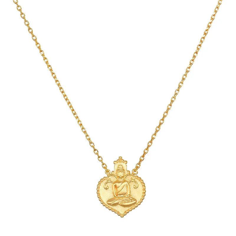 Necklaces and pendants with lock and key designs for a symbolic gesture-Peaceful Buddha Gold Necklace