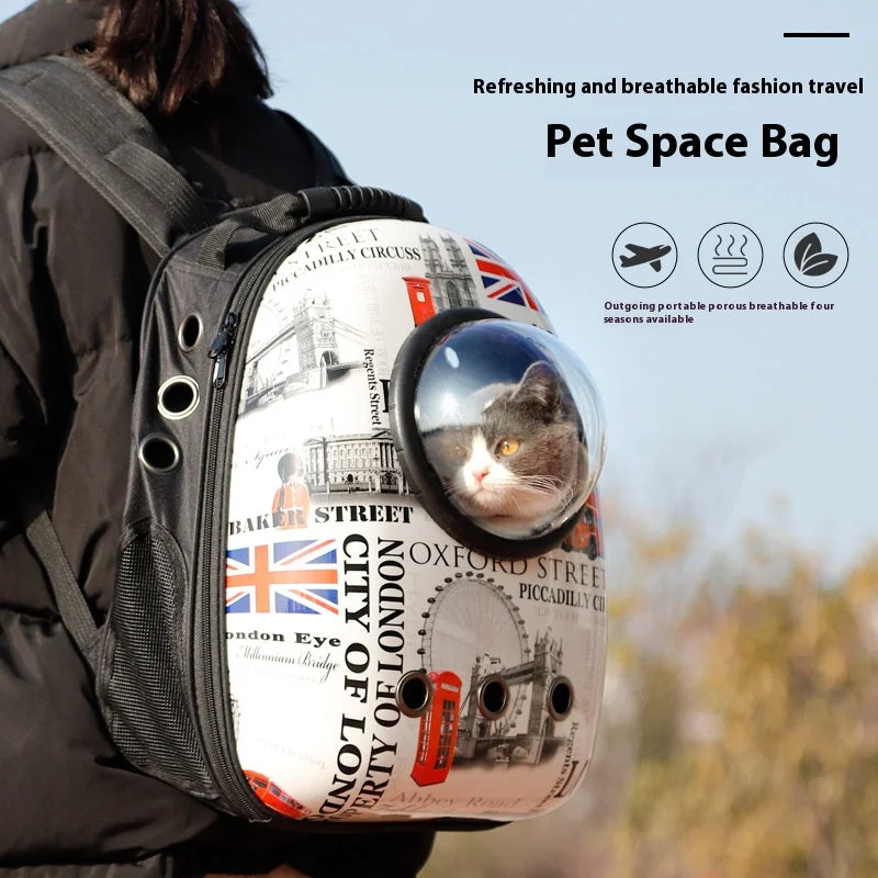 Simple necklaces and pendants with bar pendants for a sleek modern design-Pet Bag Go out portable cartoon printed space bag pet supplies  544700448248