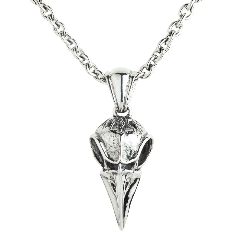 Elegant necklaces and pendants with gold chains for a chic, timeless appearance-Raven Bone Skull Sterling Silver Gothic Pendant