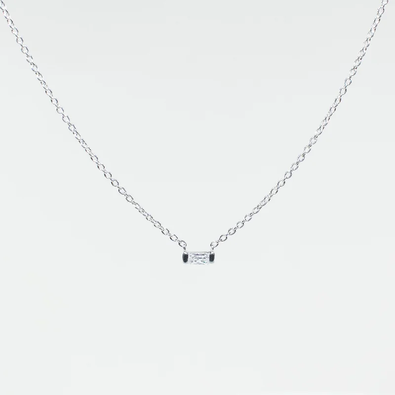 Necklaces and pendants with abstract shapes for a modern, creative appearance-Silver Rectangle CZ Necklace