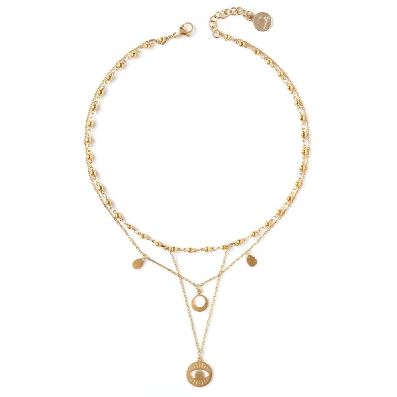 Elegant necklaces and pendants with diamond accents for added sparkle-Gold Plated Relic Necklace