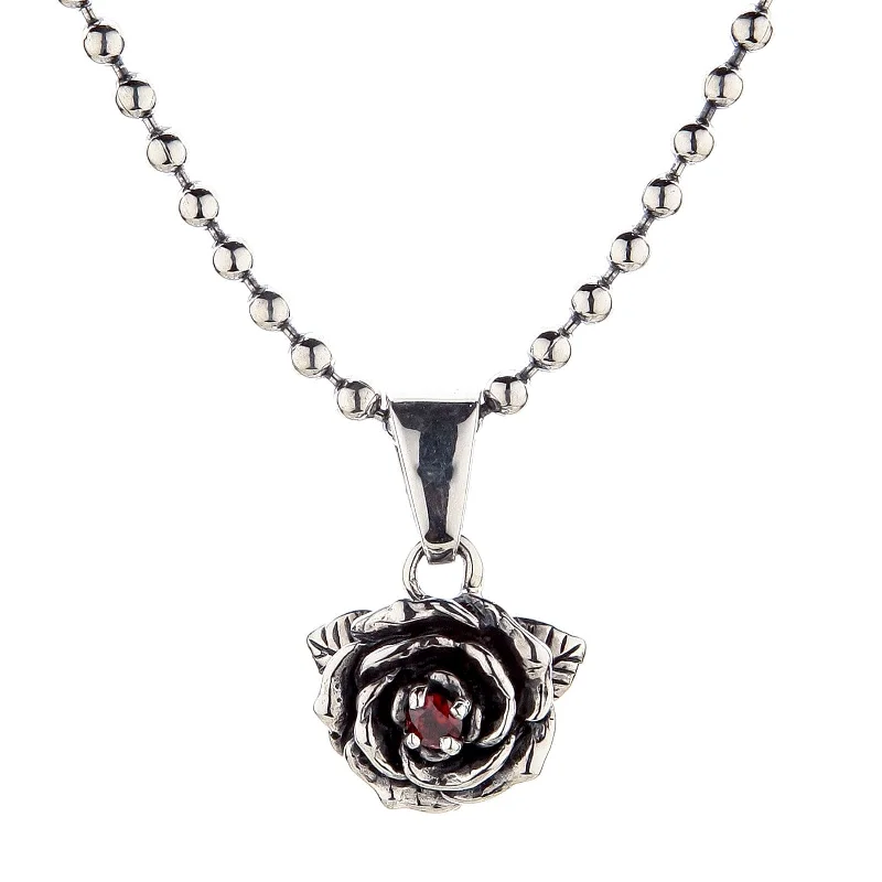 Elegant necklaces and pendants with diamond accents for added sparkle-Rose Sterling Silver Pendant