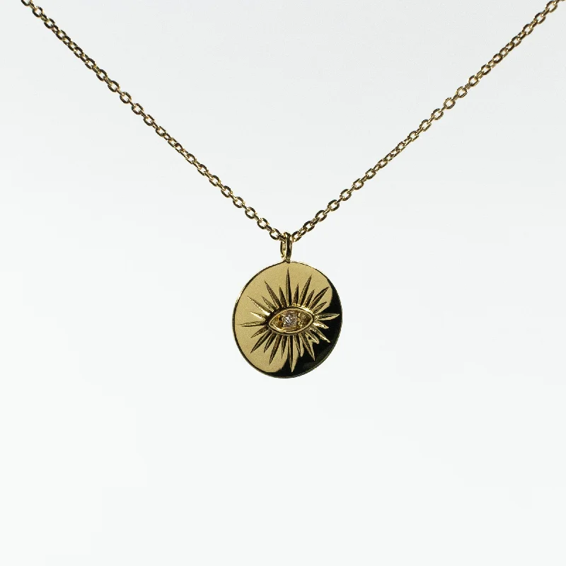 Beautiful necklaces and pendants with diamond halo settings for extra brilliance-Gold Vermeil Round Eye Necklace