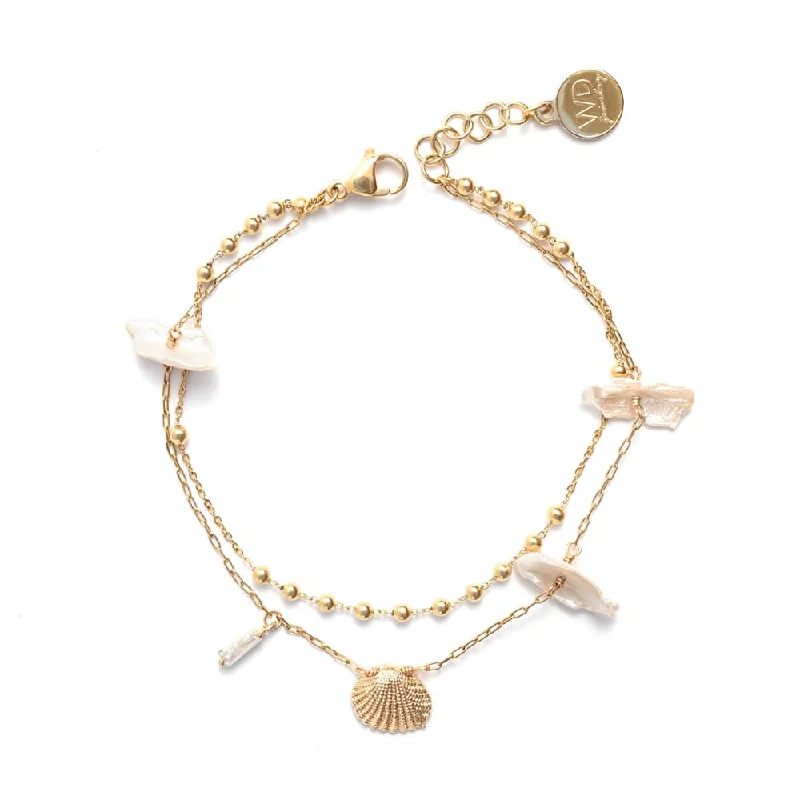 Beautiful necklaces and pendants with geometric shapes for a modern, artistic design-Gold Plated Shelly Anklet