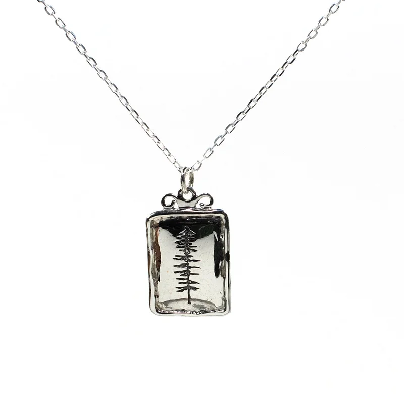 Necklaces and pendants with custom engravings for a personal, meaningful gift-Medium Silver Sitka Spruce Necklace