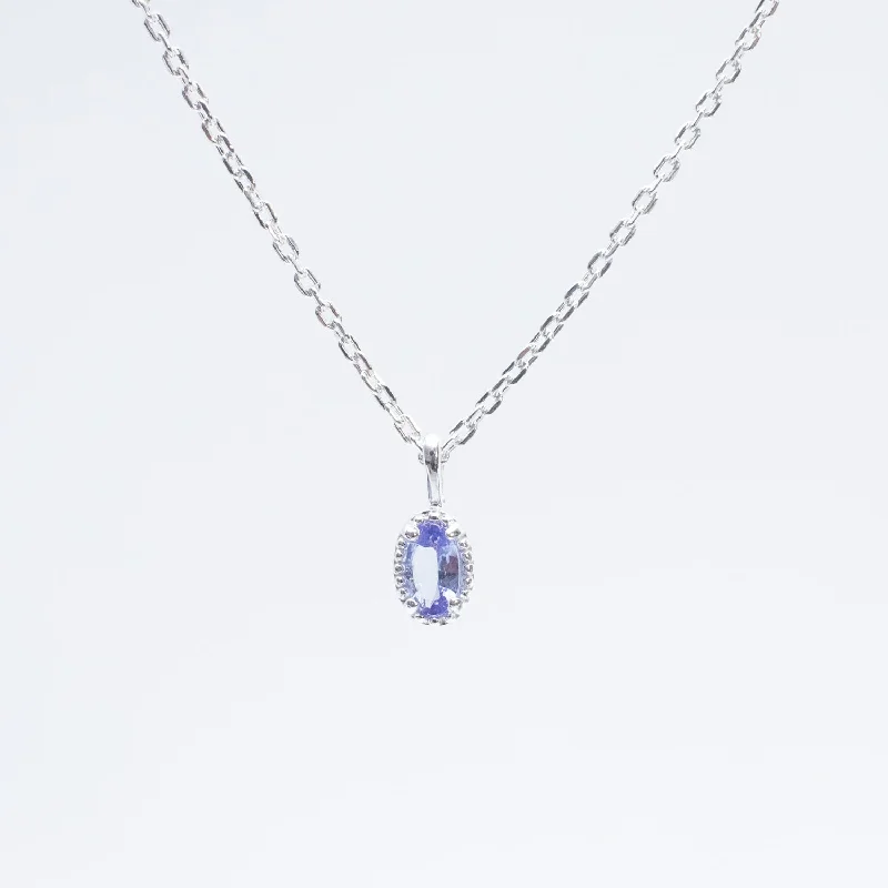 Best necklaces and pendants with zodiac signs for a celestial, astrology-inspired vibe-Silver Oval Milgrain Edge Tanzanite Necklace