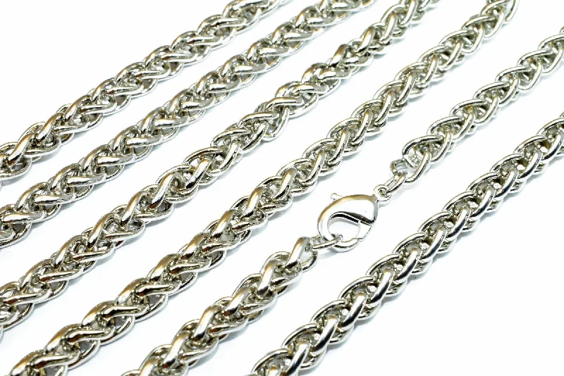 Stylish necklaces and pendants with diamonds for a glamorous and elegant look-Spiga or Wheat Rhodium Filled White Gold Filled Chain 22" Inch CS5 For Jewelry Making