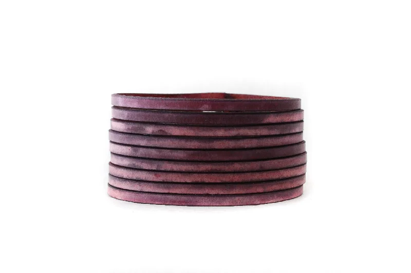 Best necklaces and pendants with vintage coin pendants for a unique accessory-Strips of Leather Cuff in Berry