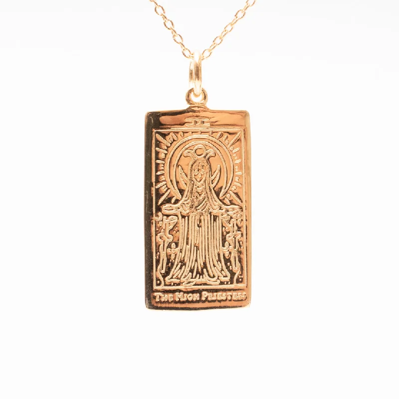 Best necklaces and pendants with crystal accents for a sparkling and elegant style-The High Priestess Tarot Card Necklace