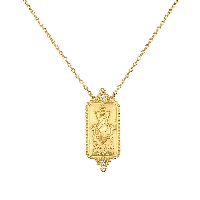 Beautiful necklaces and pendants with diamond-encrusted designs for maximum sparkle-The High Priestess Tarot Necklace