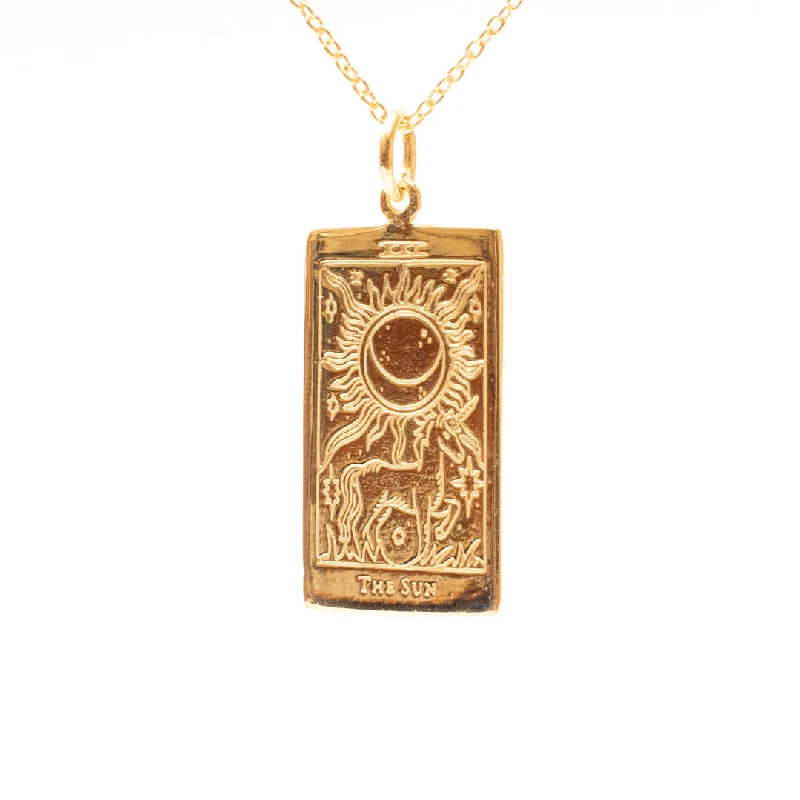 Best necklaces and pendants with opal gemstones for an iridescent glow-The Sun Tarot Card Necklace