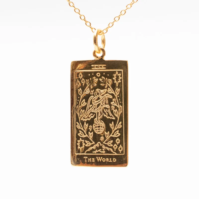 Simple necklaces and pendants with tiny charms for a delicate and casual vibe-The World Tarot Card Necklace