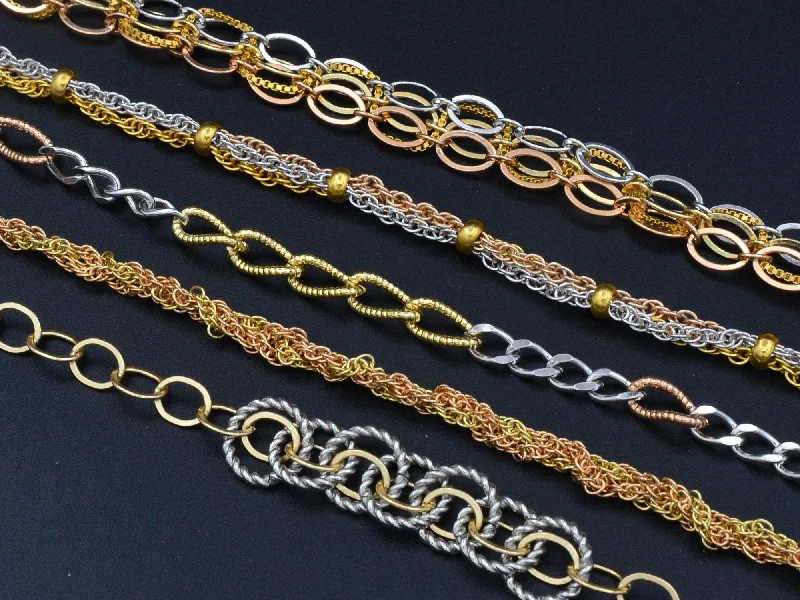 Unique necklaces and pendants with tree of life motifs for nature-inspired elegance-Women's Gold Bracelet Cuban/Curb/ Link Chain With Multi colors Gold/Rose Gold/White Gold bohemian Bling for Jewelry Making tarnish resistant