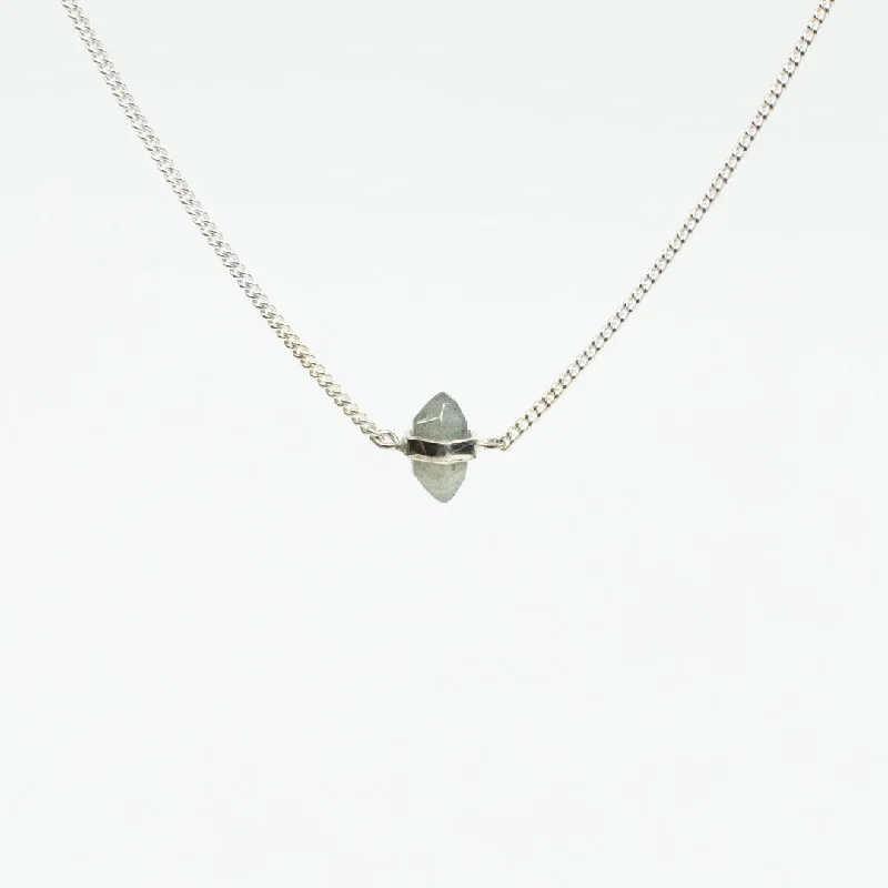 Trendy necklaces and pendants with geometric shapes for a modern aesthetic-Large Silver Labradorite Wrap Necklace